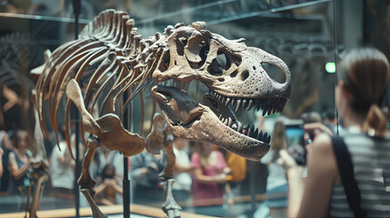 historical fossil bone skeleton in museum