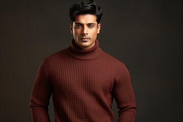 Naklejka premium Indian young men Standing with attitude wearing knitting sweater