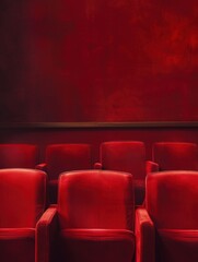 Fototapeta premium Red Velvet Theater Seats with a rich texture and classic design, creating an opulent atmosphere.