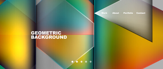 Metal triangles with colorful bright triangles. Geometric modern minimalist design template