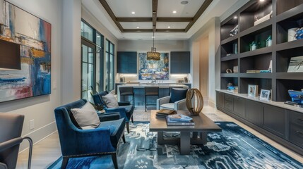 Fashion furniture inside modern light living room with white sofa