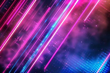 Obraz premium A vibrant and dynamic abstract digital background featuring futuristic neon lights in a mesmerizing array of colors, creating an immersive and high-tech atmosphere