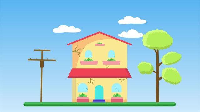 Natural disasters Concept. Full length animation illustration. High quality 4k footage.