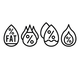 saturated fat icons symbol vector design simple line black white color illustration template 