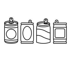 soda can drink icon symbol vector design simple line black white color illustration collection sets