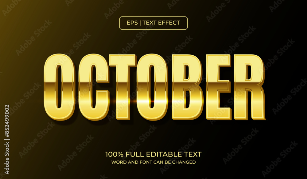 Poster design editable text effect, october text effect