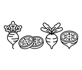 radish vegetable icons symbol vector design black white color simple illustration collection sets