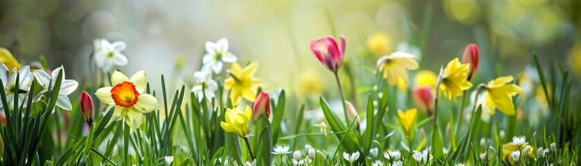 Vibrant spring florals set against a verdant backdrop