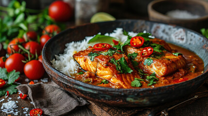 fish curry and rise
