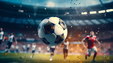 EM 2024 soccer Football. Soccer Ball on Lush Green Grass with Bokeh Background. Soccer & Sports Concept