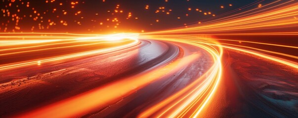 3d render, abstract orange speed light trails.,