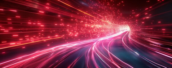 Obraz premium 3d render, abstract red speed light trails.,