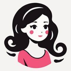 simple cartoon minimalist logo of a shy girl vector illustration design