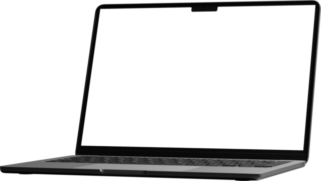Isolated Laptop with Empty Screen