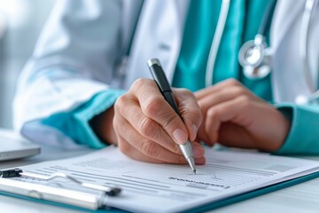 Fototapeta premium Doctor Signing a Medical Document.