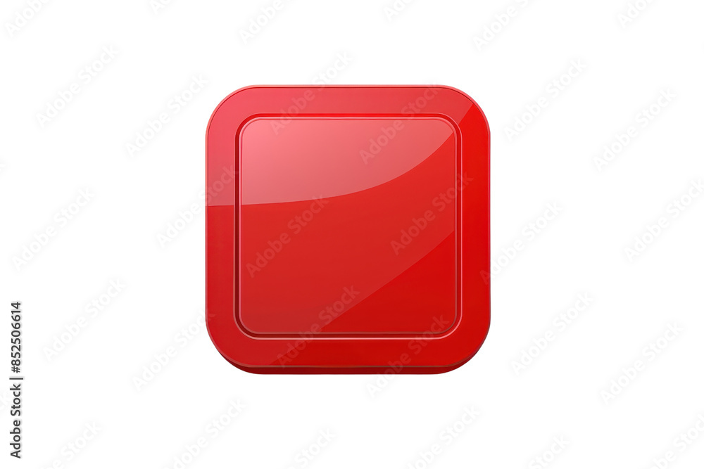 Poster high-quality image of a glossy red square button icon. perfect for web design, applications, and use