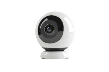 High-resolution white black security camera, isolated on transparent background. Perfect for technology, surveillance, and security concept.