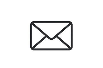 Minimalist black and white envelope icon, representing email, communication, and message concepts. Ideal for digital or print use.