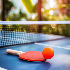 Table Tennis Challenge: Close-Up View of a Paddle in Fast Play