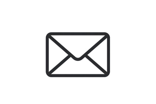Minimalist black and white envelope icon, representing email, communication, and message concepts. Ideal for digital or print use.