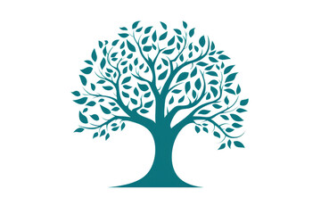 Obraz premium Stylized blue tree illustration with detailed leaves, perfect for nature-themed designs, eco-friendly projects, and graphic art inspirations.