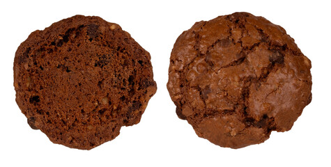 Chocolate cookies broken isolated on black
