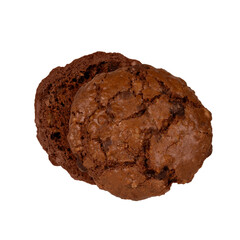Chocolate cookies broken isolated on black
