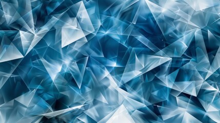 Abstract polygonal background in shades of blue with faceted texture.