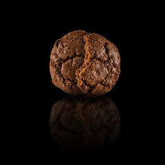 Chocolate cookies broken isolated on black