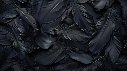 Feathers in black with a unique design against a backdrop