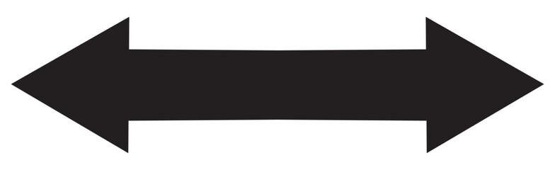 Horizontal long straight arrow signs. Black pointer, direction, position symbol and double arrow icon isolated on white background