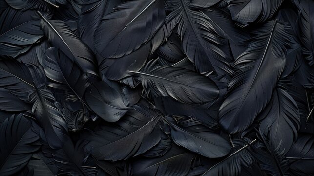 Feathers in black with a unique design against a backdrop