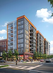 Fototapeta premium apartment building with street view