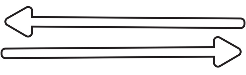 Straight long right vector arrow icon. Black large backwards or left pointing solid long arrow icon