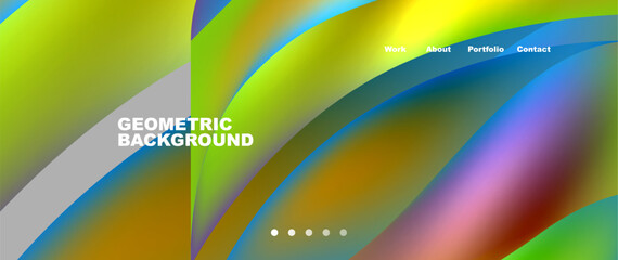 Web page design with geometric elements - circle and wave. Techno art concept. Vector Illustration For Wallpaper, Banner, Background, Card, Book Illustration, landing page