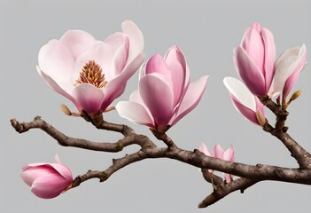 magnolia tree blossom on a clear background