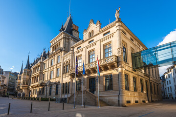 Facade of Luxembourg Grand Ducal Palace, the official residence of the grand duke of Luxembourg
