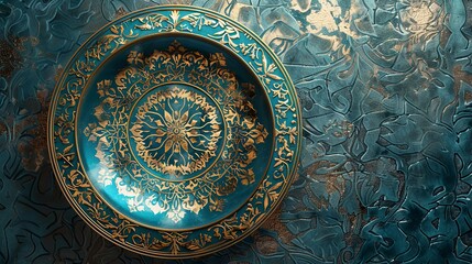 Fototapeta premium Ornate Islamic Ceramic Plate with Luxurious Detail