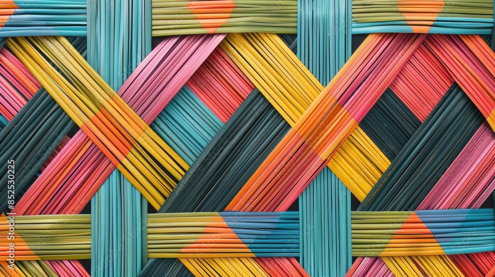 Poster colorful intersecting striped pattern for retro weave background