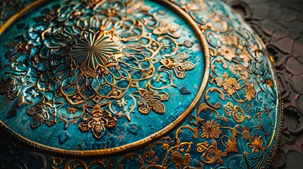 Ornate Islamic Ceramic Plate with Luxurious Detail