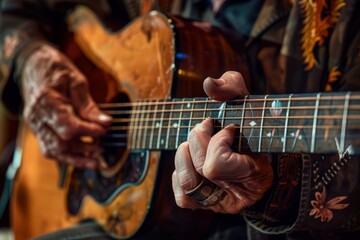Fototapeta premium Passionate Guitarist Performing Live on Stage. Capture the essence of musical creativity