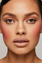 Fototapeta premium Woman with Natural Makeup and Subtle Glow, Effortless Beauty and Elegance