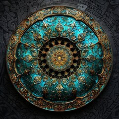 Ornate Islamic Ceramic Plate with Luxurious Detail