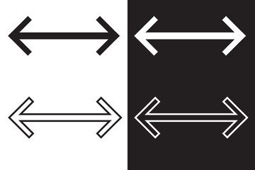 Left and right arrows vector isolated on white  and black background .left and right arrow icon. Transfer side arrow  icon.