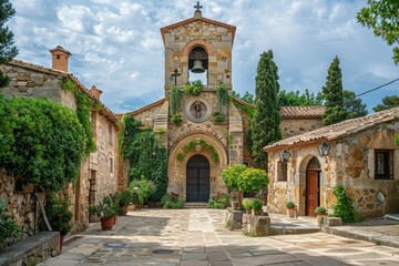 Fototapeta premium Medieval Stone Church Courtyard