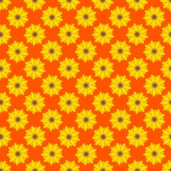 seamless floral pattern on orange background​