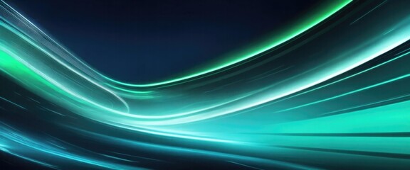 abstract futuristic background with Gray blue and green glowing neon moving high speed wave lines and flare lights