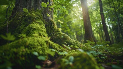 Fototapeta premium Tree in the forest covered with moss