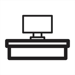 tv table icon. Line Art Style Design Isolated On White Background