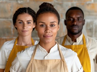 diverse team of chefs in professional kitchen